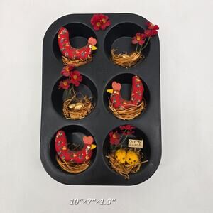 Vintage Country Hen & Chick Muffin Tin Wall Art